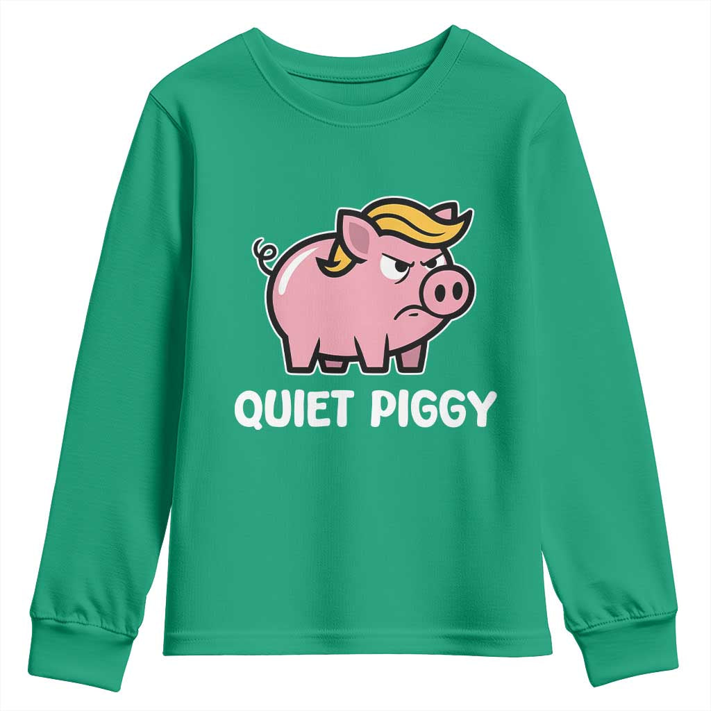 Quiet Piggy Funny Blonde Pig Youth Sweatshirt Political Satire Humor Free Speech Cute Cartoon - Wonder Print Shop