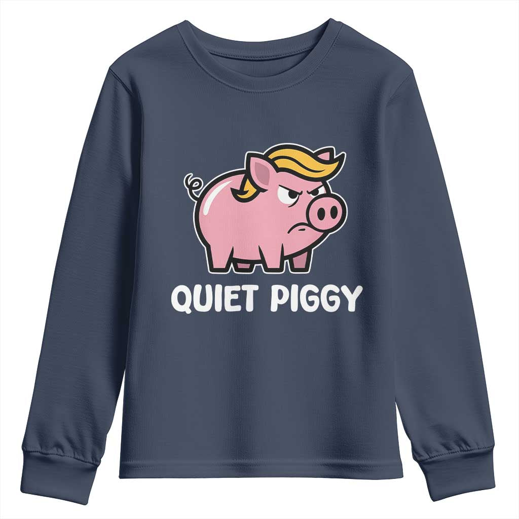 Quiet Piggy Funny Blonde Pig Youth Sweatshirt Political Satire Humor Free Speech Cute Cartoon - Wonder Print Shop