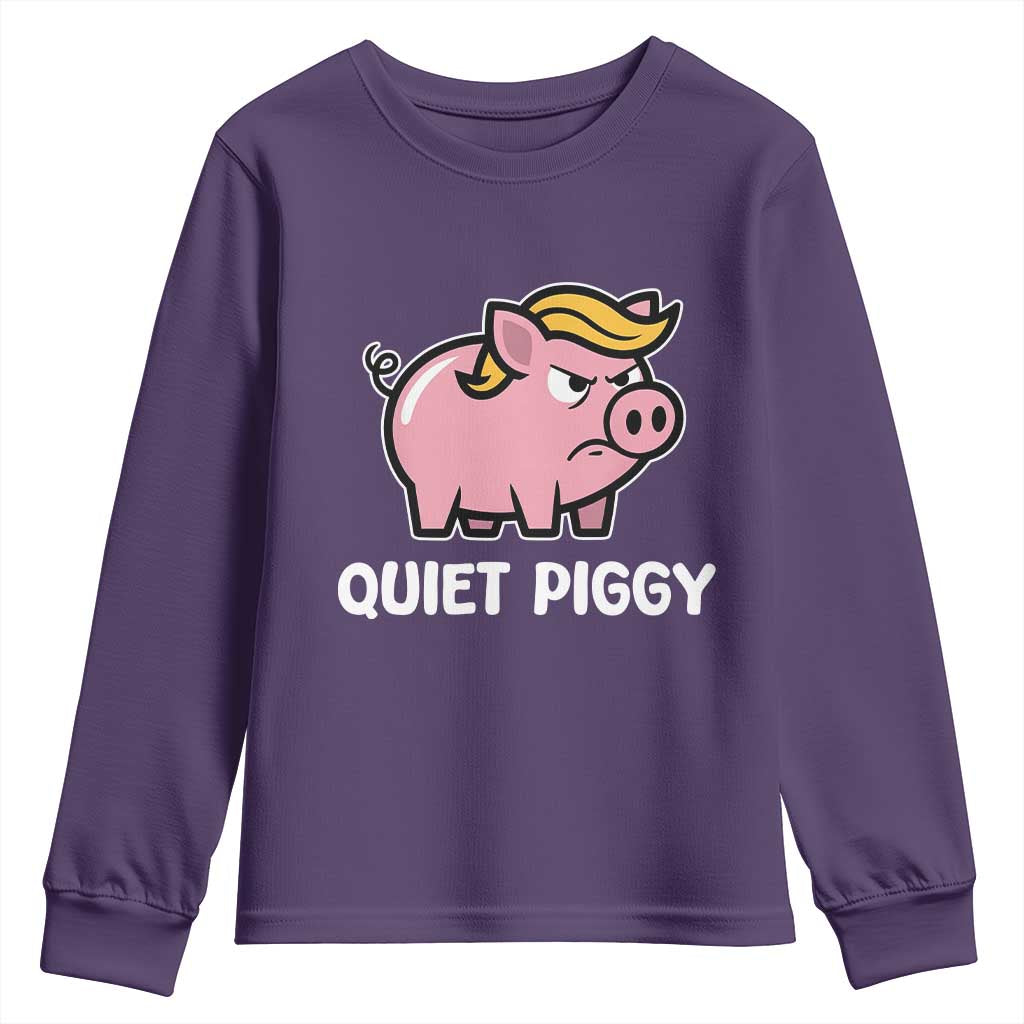 Quiet Piggy Funny Blonde Pig Youth Sweatshirt Political Satire Humor Free Speech Cute Cartoon - Wonder Print Shop