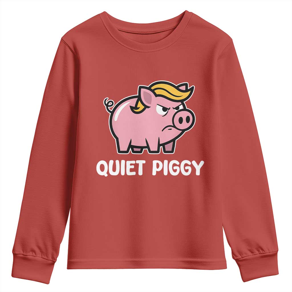 Quiet Piggy Funny Blonde Pig Youth Sweatshirt Political Satire Humor Free Speech Cute Cartoon - Wonder Print Shop