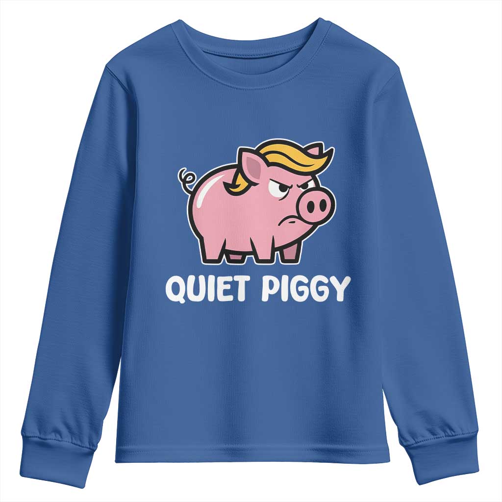 Quiet Piggy Funny Blonde Pig Youth Sweatshirt Political Satire Humor Free Speech Cute Cartoon - Wonder Print Shop