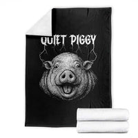 Quiet Piggy Metal Style Throw Blanket Dark Humor Pig Political Satire Humor Rock Aesthetic - Wonder Print Shop