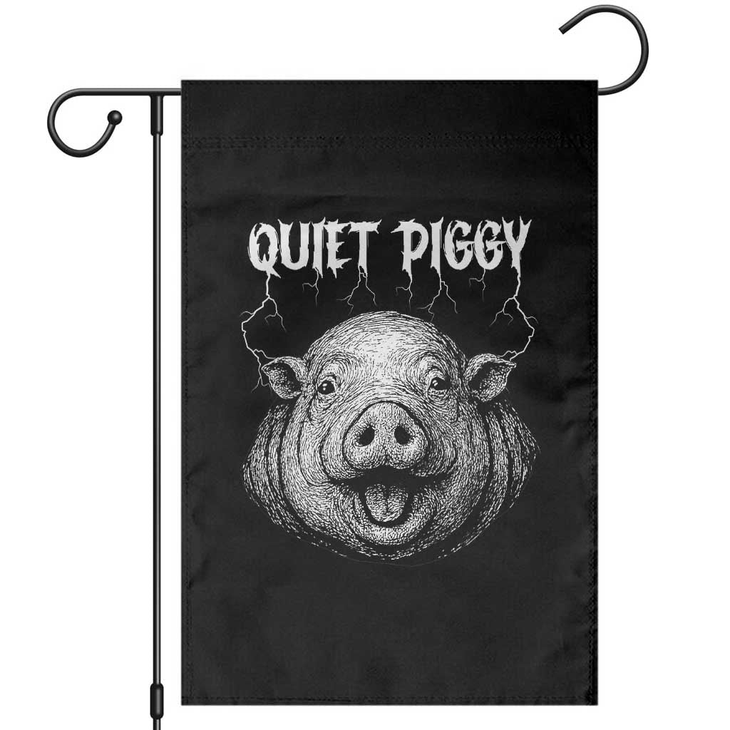 Quiet Piggy Metal Style Garden Flag Dark Humor Pig Political Satire Humor Rock Aesthetic - Wonder Print Shop