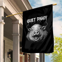 Quiet Piggy Metal Style Garden Flag Dark Humor Pig Political Satire Humor Rock Aesthetic - Wonder Print Shop