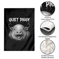 Quiet Piggy Metal Style Garden Flag Dark Humor Pig Political Satire Humor Rock Aesthetic - Wonder Print Shop
