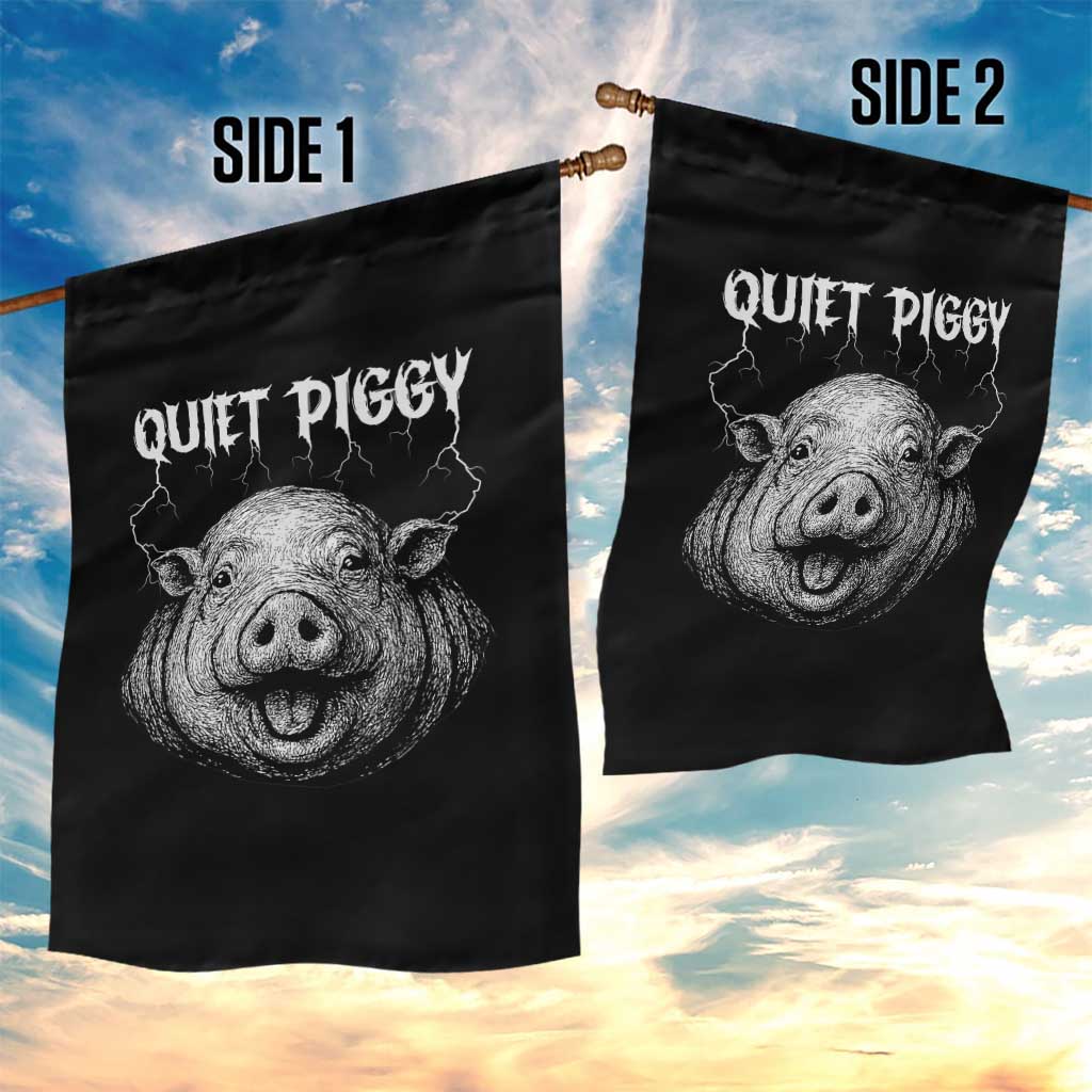 Quiet Piggy Metal Style Garden Flag Dark Humor Pig Political Satire Humor Rock Aesthetic - Wonder Print Shop
