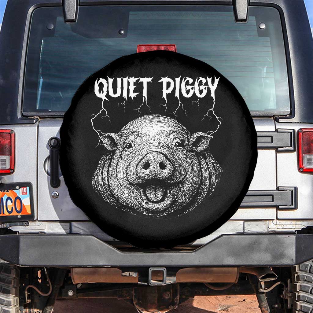 Quiet Piggy Metal Style Spare Tire Cover Dark Humor Pig Political Satire Humor Rock Aesthetic - Wonder Print Shop