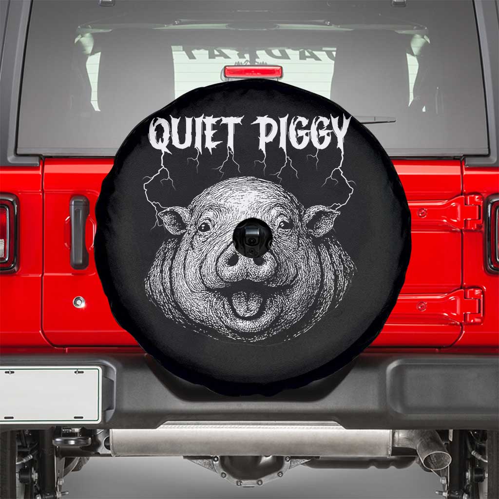 Quiet Piggy Metal Style Spare Tire Cover Dark Humor Pig Political Satire Humor Rock Aesthetic - Wonder Print Shop
