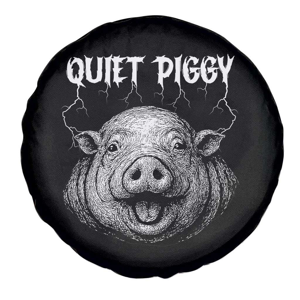 Quiet Piggy Metal Style Spare Tire Cover Dark Humor Pig Political Satire Humor Rock Aesthetic - Wonder Print Shop