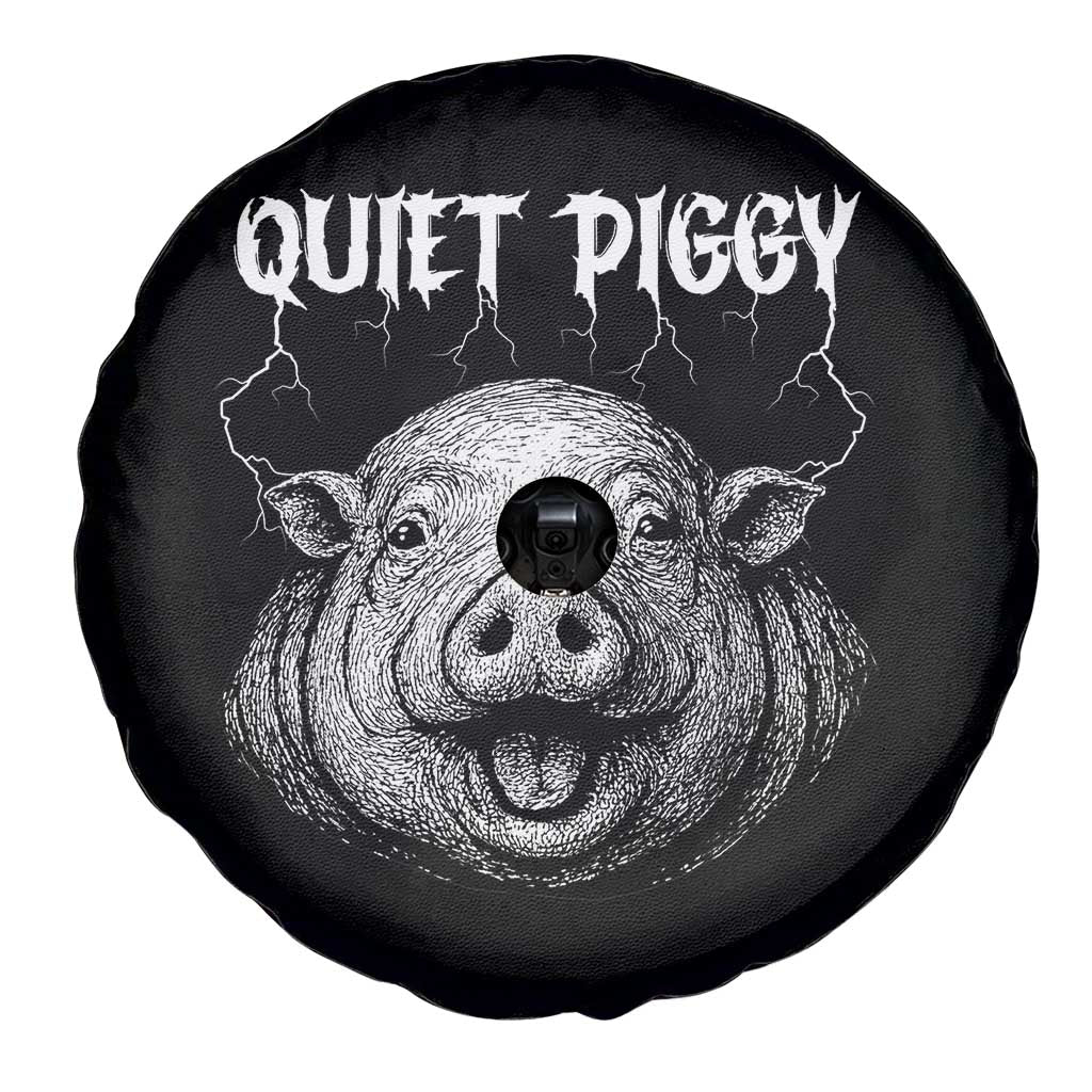 Quiet Piggy Metal Style Spare Tire Cover Dark Humor Pig Political Satire Humor Rock Aesthetic - Wonder Print Shop