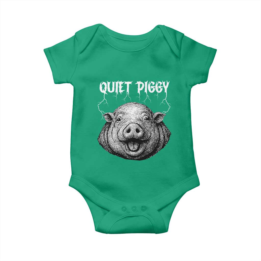 Quiet Piggy Metal Style Baby Onesie Dark Humor Pig Political Satire Humor Rock Aesthetic - Wonder Print Shop