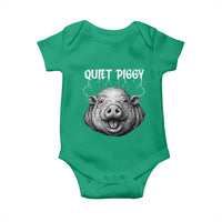 Quiet Piggy Metal Style Baby Onesie Dark Humor Pig Political Satire Humor Rock Aesthetic - Wonder Print Shop