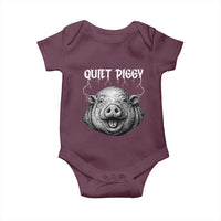 Quiet Piggy Metal Style Baby Onesie Dark Humor Pig Political Satire Humor Rock Aesthetic - Wonder Print Shop