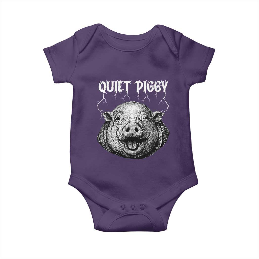 Quiet Piggy Metal Style Baby Onesie Dark Humor Pig Political Satire Humor Rock Aesthetic - Wonder Print Shop