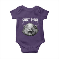 Quiet Piggy Metal Style Baby Onesie Dark Humor Pig Political Satire Humor Rock Aesthetic - Wonder Print Shop