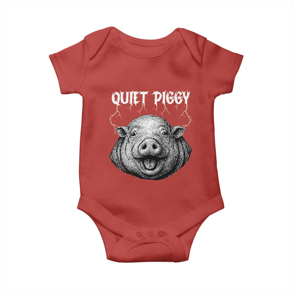 Quiet Piggy Metal Style Baby Onesie Dark Humor Pig Political Satire Humor Rock Aesthetic - Wonder Print Shop