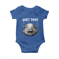 Quiet Piggy Metal Style Baby Onesie Dark Humor Pig Political Satire Humor Rock Aesthetic - Wonder Print Shop