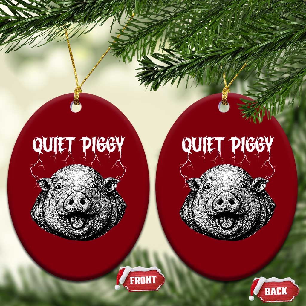 Quiet Piggy Metal Style Ceramic Ornament Dark Humor Pig Political Satire Humor Rock Aesthetic - Wonder Print Shop