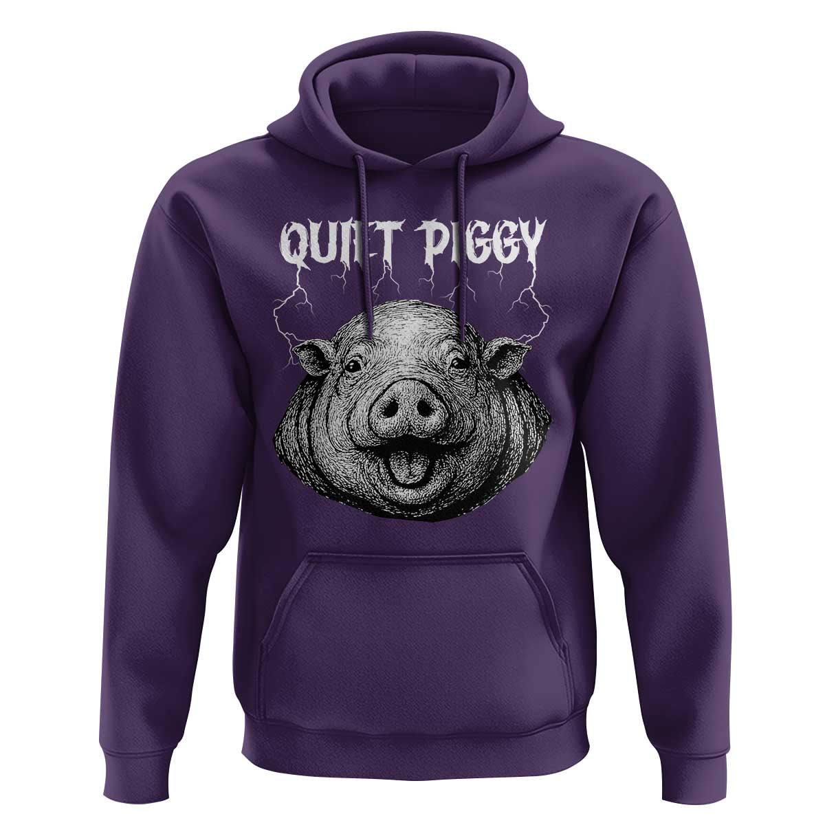 Quiet Piggy Metal Style Hoodie Dark Humor Pig Political Satire Humor Rock Aesthetic - Wonder Print Shop