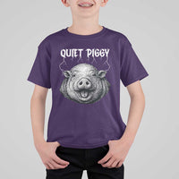 Quiet Piggy Metal Style T Shirt For Kid Dark Humor Pig Political Satire Humor Rock Aesthetic - Wonder Print Shop
