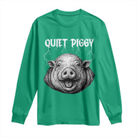 Quiet Piggy Metal Style Long Sleeve Shirt Dark Humor Pig Political Satire Humor Rock Aesthetic - Wonder Print Shop