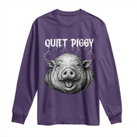 Quiet Piggy Metal Style Long Sleeve Shirt Dark Humor Pig Political Satire Humor Rock Aesthetic - Wonder Print Shop