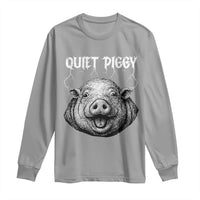 Quiet Piggy Metal Style Long Sleeve Shirt Dark Humor Pig Political Satire Humor Rock Aesthetic - Wonder Print Shop