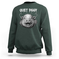 Quiet Piggy Metal Style Sweatshirt Dark Humor Pig Political Satire Humor Rock Aesthetic - Wonder Print Shop