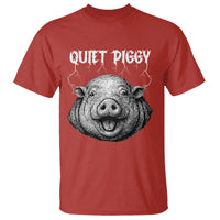 Quiet Piggy Metal Style T Shirt Dark Humor Pig Political Satire Humor Rock Aesthetic - Wonder Print Shop