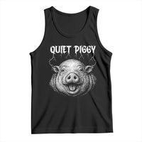 Quiet Piggy Metal Style Tank Top Dark Humor Pig Political Satire Humor Rock Aesthetic - Wonder Print Shop