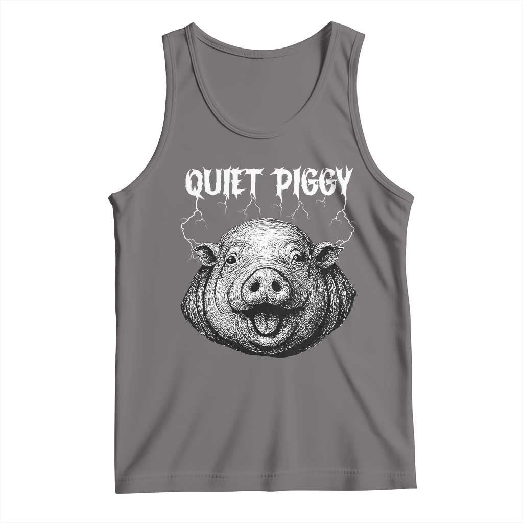 Quiet Piggy Metal Style Tank Top Dark Humor Pig Political Satire Humor Rock Aesthetic - Wonder Print Shop