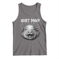 Quiet Piggy Metal Style Tank Top Dark Humor Pig Political Satire Humor Rock Aesthetic - Wonder Print Shop