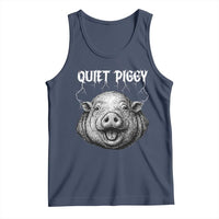 Quiet Piggy Metal Style Tank Top Dark Humor Pig Political Satire Humor Rock Aesthetic - Wonder Print Shop