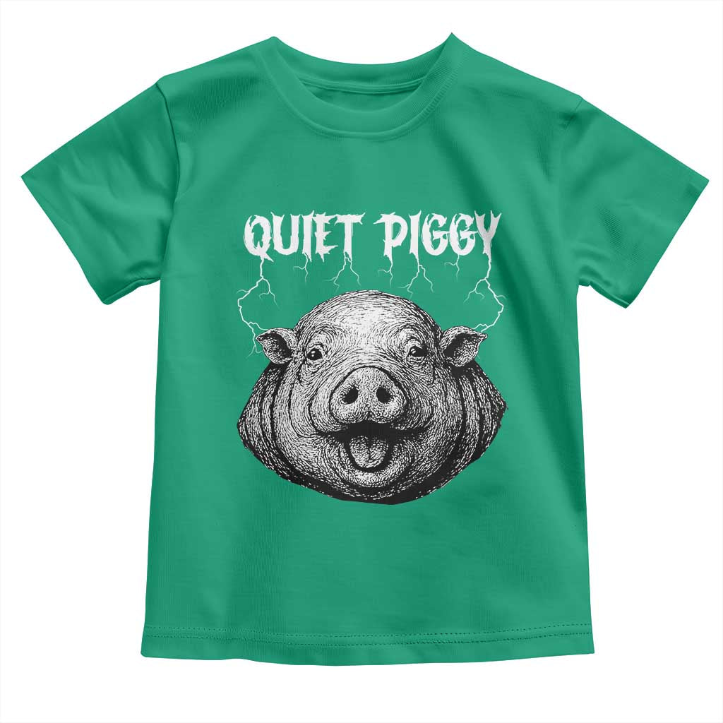 Quiet Piggy Metal Style Toddler T Shirt Dark Humor Pig Political Satire Humor Rock Aesthetic - Wonder Print Shop