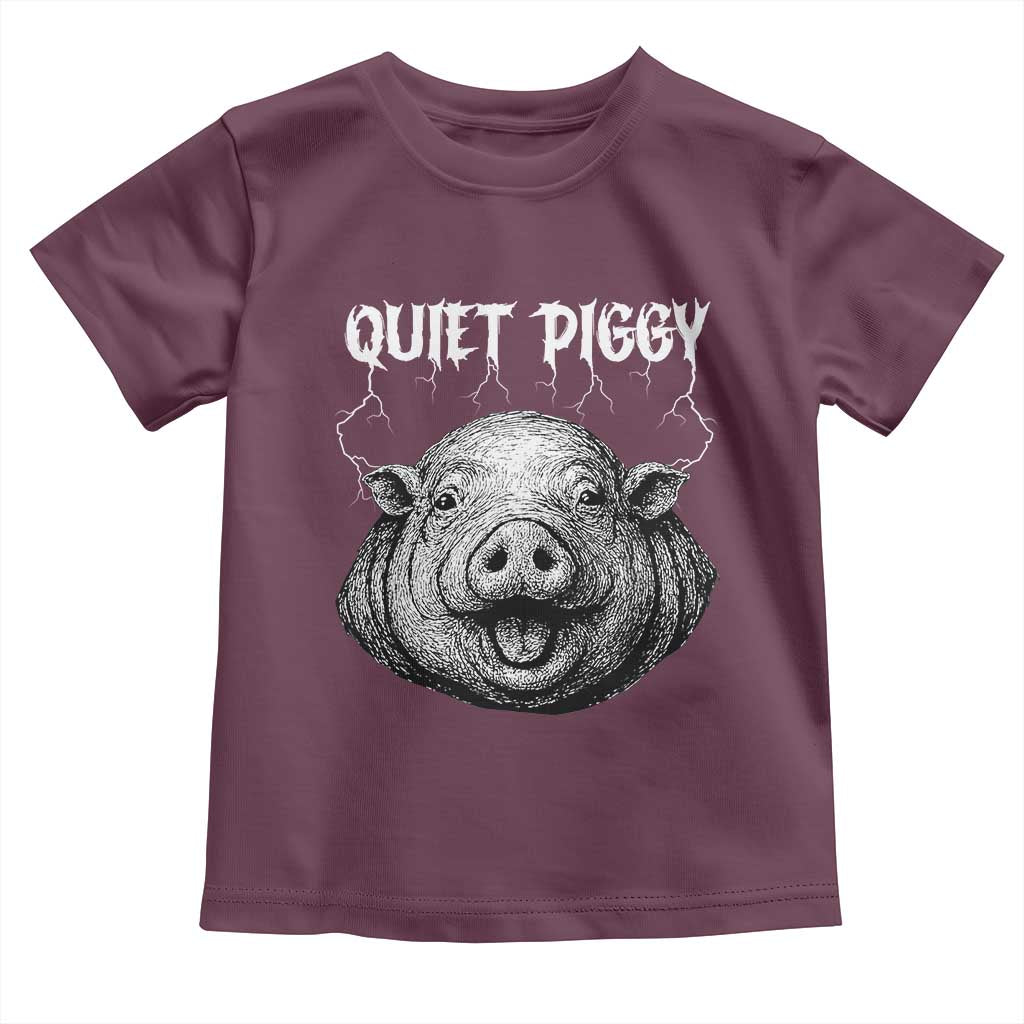 Quiet Piggy Metal Style Toddler T Shirt Dark Humor Pig Political Satire Humor Rock Aesthetic - Wonder Print Shop