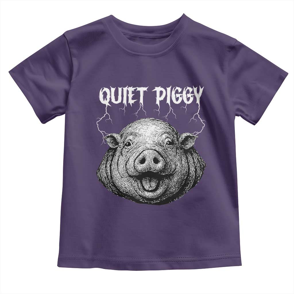 Quiet Piggy Metal Style Toddler T Shirt Dark Humor Pig Political Satire Humor Rock Aesthetic - Wonder Print Shop