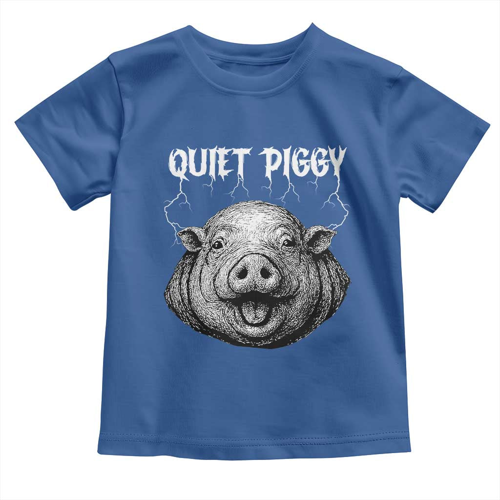 Quiet Piggy Metal Style Toddler T Shirt Dark Humor Pig Political Satire Humor Rock Aesthetic - Wonder Print Shop
