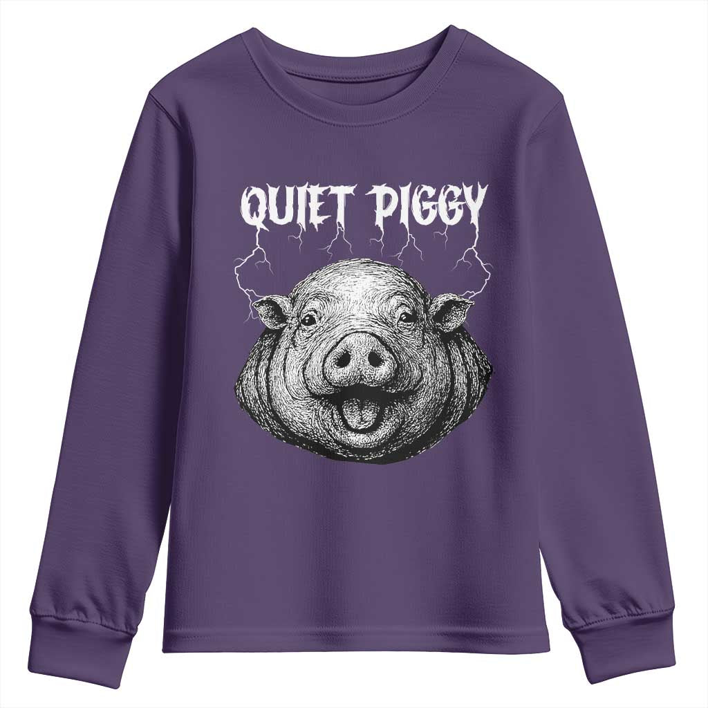 Quiet Piggy Metal Style Youth Sweatshirt Dark Humor Pig Political Satire Humor Rock Aesthetic - Wonder Print Shop