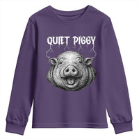 Quiet Piggy Metal Style Youth Sweatshirt Dark Humor Pig Political Satire Humor Rock Aesthetic - Wonder Print Shop