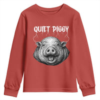 Quiet Piggy Metal Style Youth Sweatshirt Dark Humor Pig Political Satire Humor Rock Aesthetic - Wonder Print Shop