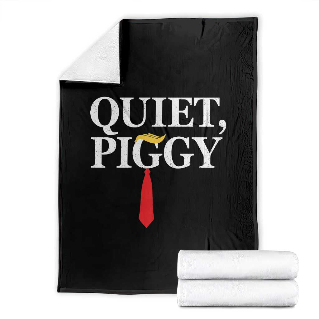 Quiet Piggy Funny Blonde Throw Blanket Political Satire Humor Free Speech - Wonder Print Shop