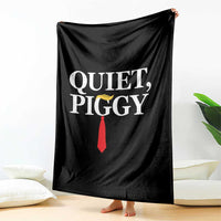 Quiet Piggy Funny Blonde Throw Blanket Political Satire Humor Free Speech - Wonder Print Shop