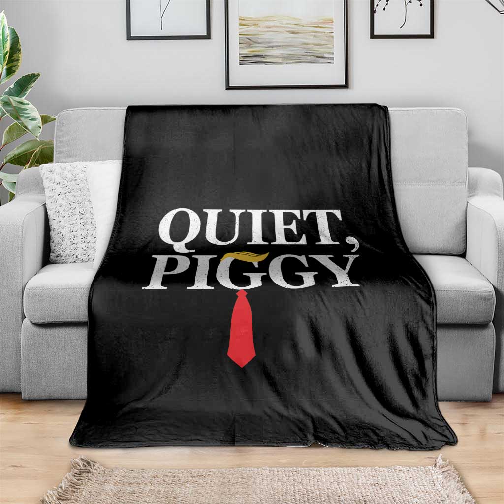 Quiet Piggy Funny Blonde Throw Blanket Political Satire Humor Free Speech - Wonder Print Shop