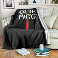 Quiet Piggy Funny Blonde Throw Blanket Political Satire Humor Free Speech - Wonder Print Shop