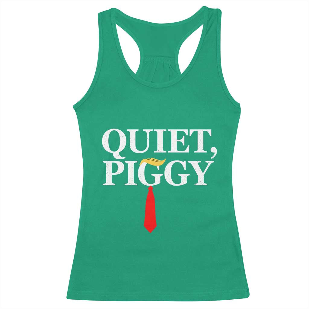 Quiet Piggy Funny Blonde Racerback Tank Top Political Satire Humor Free Speech - Wonder Print Shop