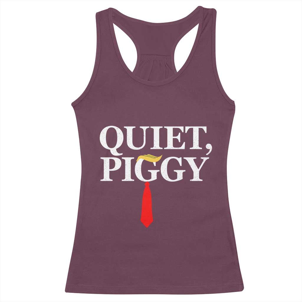 Quiet Piggy Funny Blonde Racerback Tank Top Political Satire Humor Free Speech - Wonder Print Shop