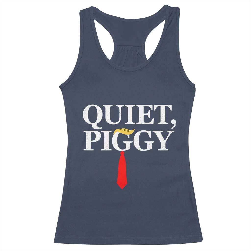 Quiet Piggy Funny Blonde Racerback Tank Top Political Satire Humor Free Speech - Wonder Print Shop