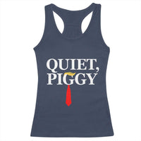 Quiet Piggy Funny Blonde Racerback Tank Top Political Satire Humor Free Speech - Wonder Print Shop