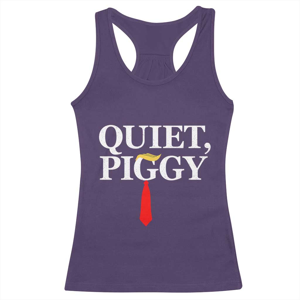 Quiet Piggy Funny Blonde Racerback Tank Top Political Satire Humor Free Speech - Wonder Print Shop