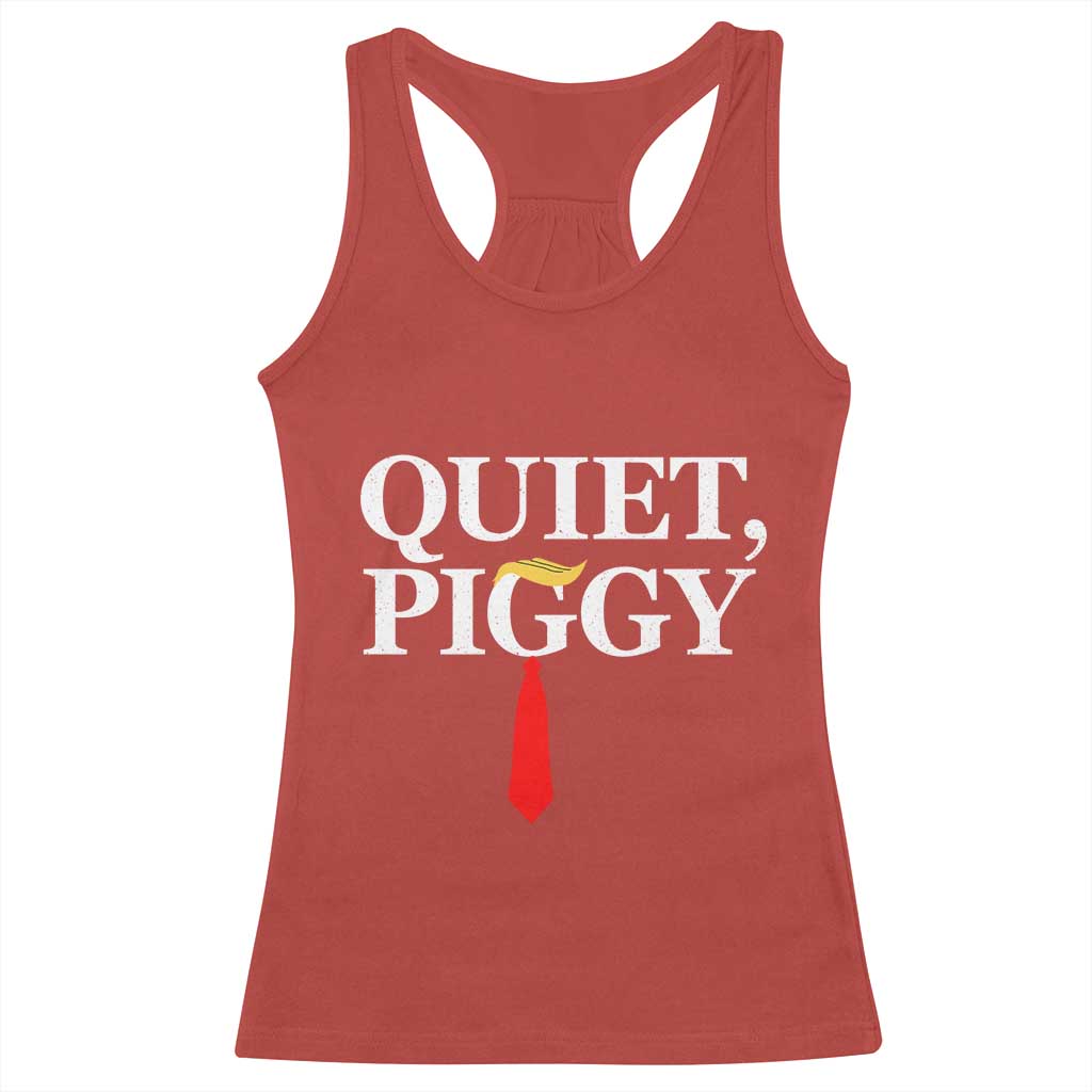 Quiet Piggy Funny Blonde Racerback Tank Top Political Satire Humor Free Speech - Wonder Print Shop